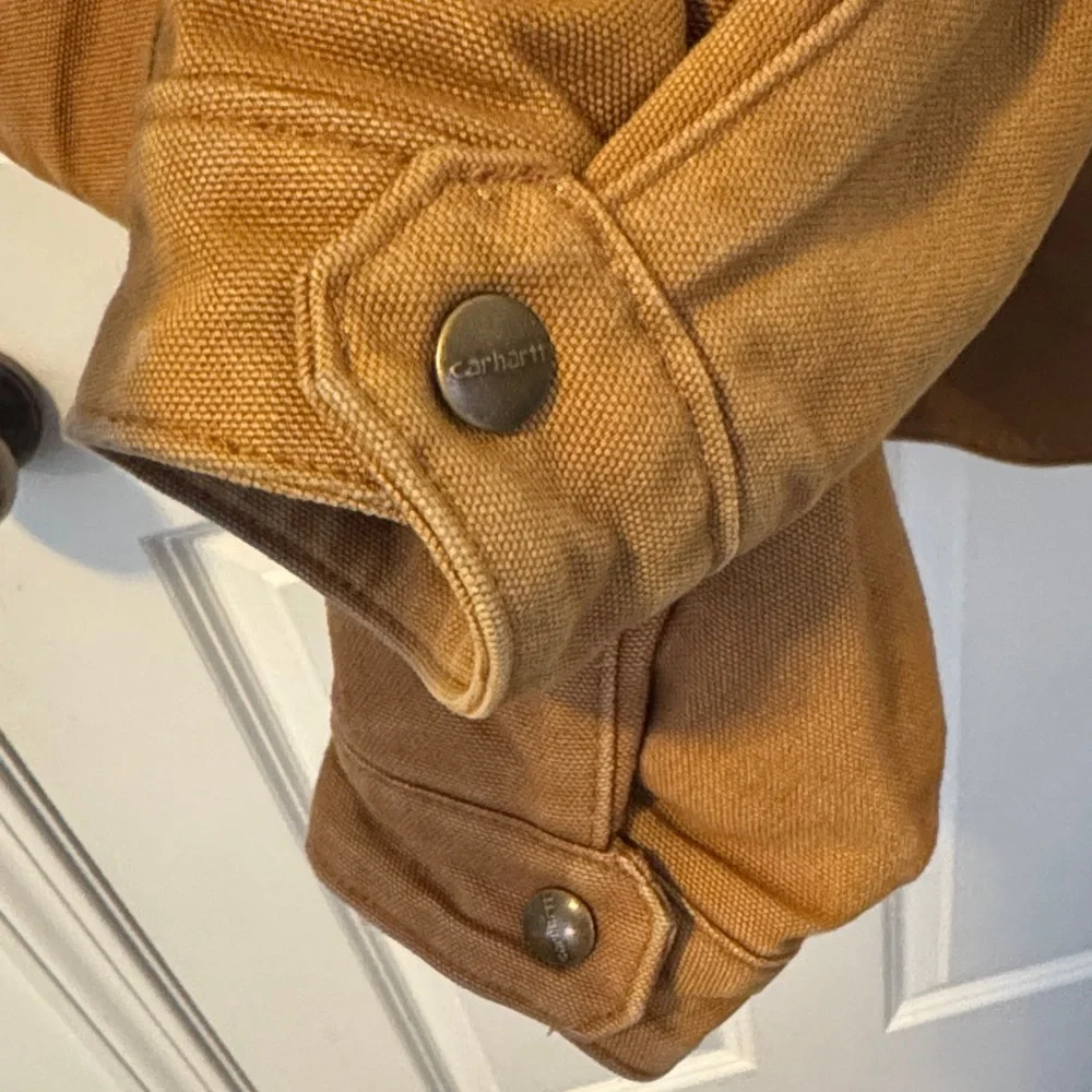 Carhartt Brown Men's M Work Jacket Relaxed Fit Mid-Length Full Zip Spread Collar